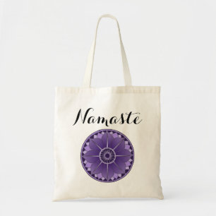 Modernes Namaste Lila Mandala Tragetasche