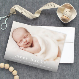 Modernes Name Baby Foto Birth Ankündigungspostkarte