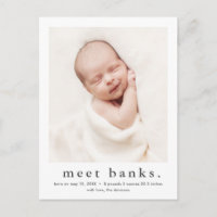 Modernes Name Baby Foto Geburtsankündigung