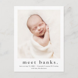 Modernes Name Baby Foto Geburtsankündigung Postkarte