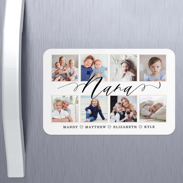 Modernes Nana-Script | Entenkinder - FotoCollage Magnet (Modern Nana Script | Grandchildren Photo Collage Magnet)