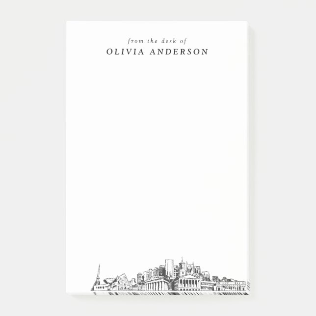 Modernes Nashville Berufliches Geschenk Personalis Post-it Klebezettel (Vorderseite)