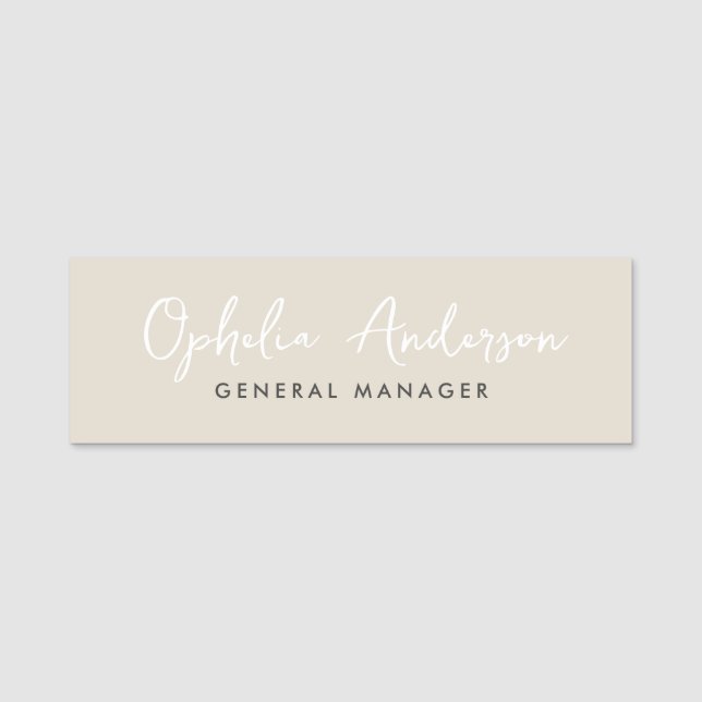 Modernes, natürliches Skript mit minimalem QRcode Namensschild (Vorderseite)