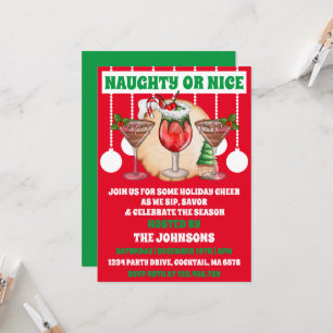 Modernes Naughty oder Nice Christmas Cocktail Part Einladung