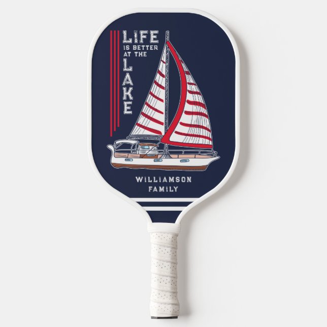 Modernes Nautic Family Lake House Navy Blue Pickleball Schläger (Vorderseite)