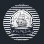 Modernes Nautic Navy Personalisiert Dartscheibe<br><div class="desc">Modernes Design für Personalisierte Schiffsnamen. Matching Produkte finden Sie in der Sammlung Nautical Boat Modern. Wenn Sie Fragen haben,  können Sie mich gerne kontaktieren.</div>