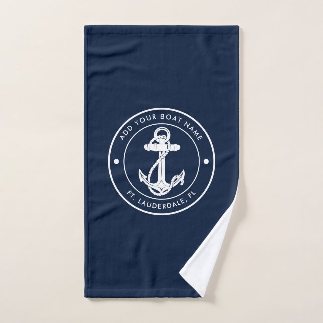 Modernes Nautical Anchor Boat Name Custom Swag Handtuch (Handtuch)