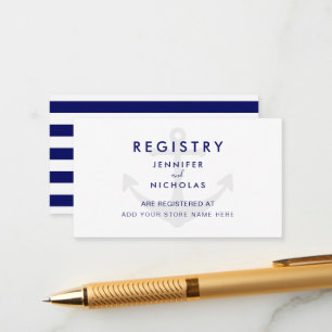 Modernes Nautical Anchor Wedding Registry Begleitkarte