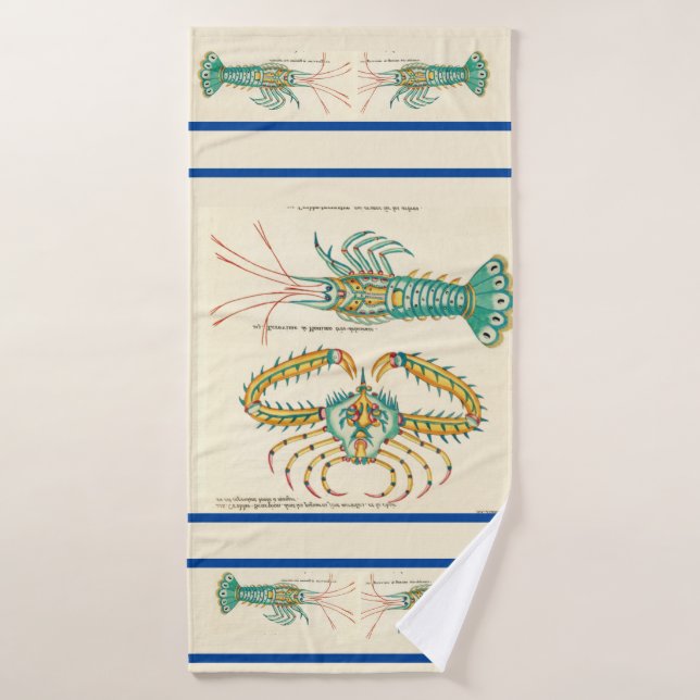 Modernes Nautical Lobster Bad Ocean Blue Bath Badhandtuch Set (Badehandtuch)