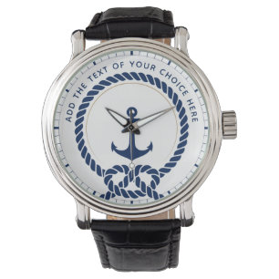 Modernes nautisches Seil & Anker Benutzerdefiniert Armbanduhr