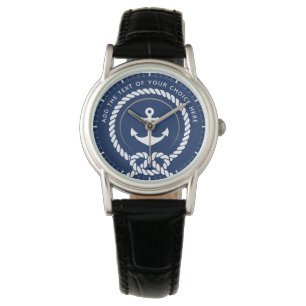 Modernes nautisches Seil & Anker Benutzerdefiniert Armbanduhr