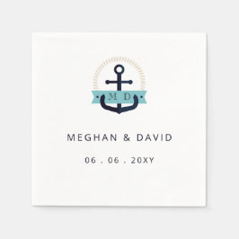 Modernes Navy Anchor Nautical Monogram Wedding Nic Serviette