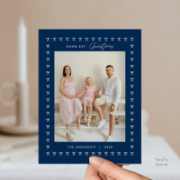 Modernes Navy Blu Bow Pattern Familienjubiläum Fot