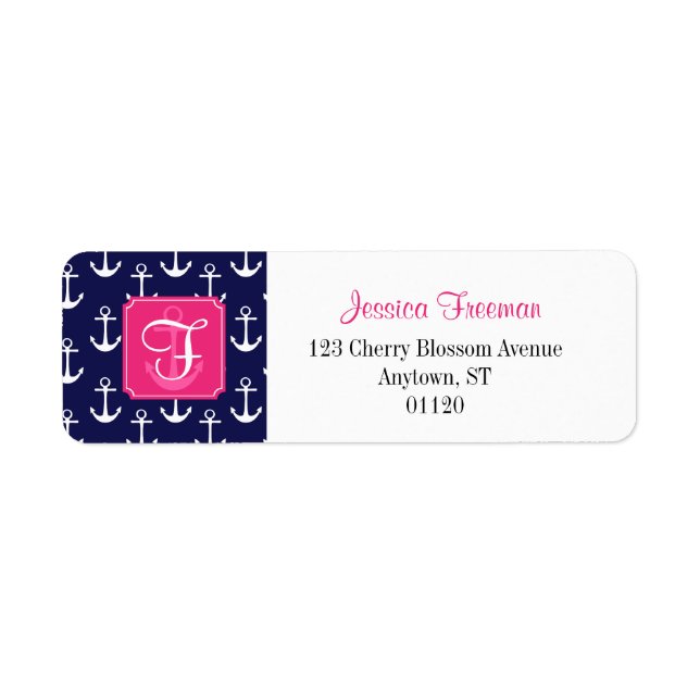 Modernes Navy Blue Anchors Muster Personalisiert (Vorne)