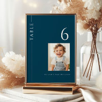 Modernes Navy Blue Bar Mitzvah Tischnummer Foto