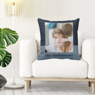Modernes Navy Blue Foto Family Gift Throw Kisse Kissen