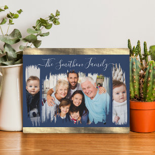 Modernes Navy Blue Gold in Classy und Foto Fotoplatte
