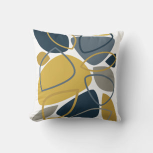 Modernes Navy Blue Mustard Abstraktes Muster Kissen