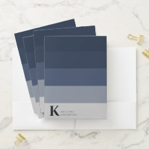 Modernes Navy Blue Ombre Gray Classic Monogram