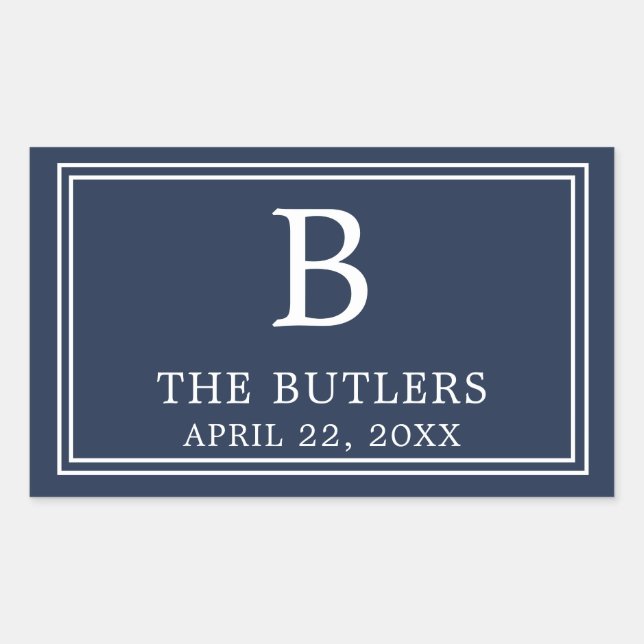Modernes Navy-Blue-Rechteckheber Rechteckiger Aufkleber (Vorderseite)