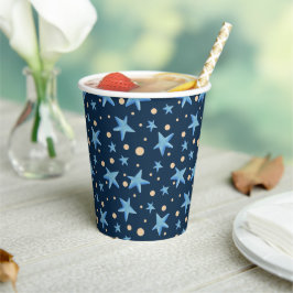 Modernes Navy Blue Star Pattern Boy Party Pappbecher