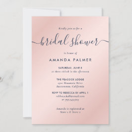 Modernes Navy Blue und Blush Brautparty Einladung