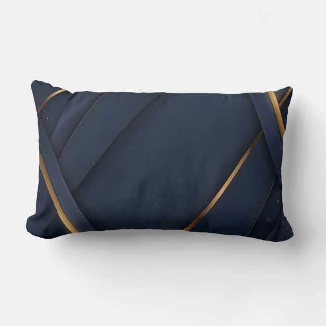 Modernes Navy Blue und Gold Geometric Lendenkissen (Vorderseite)