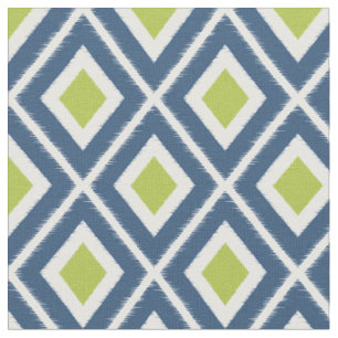 Modernes Navy Blue und Lime Green Ikat Muster Stoff