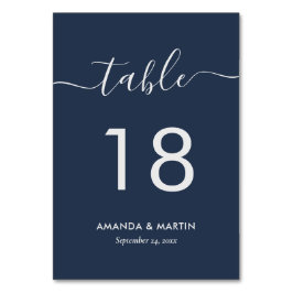 Modernes Navy Blue und Silver Tischnummer