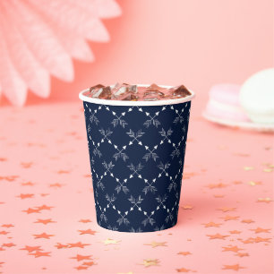 Modernes Navy Blue und White Arrows Muster Pappbecher