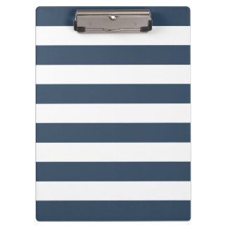 Modernes Navy Blue und White Bold Stripes Muster Klemmbrett