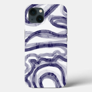 Modernes Navy Blue Wavy iPhone Case