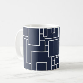 Modernes Navy Blue & White Abstrakt Pattern Kaffeetasse