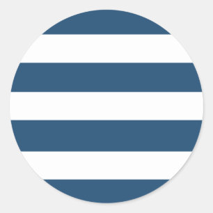Modernes Navy Blue White Stripes Muster Runder Aufkleber