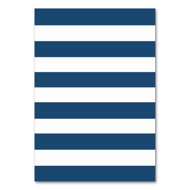 Modernes Navy Blue White Stripes Muster Tischnummer (Vorderseite)