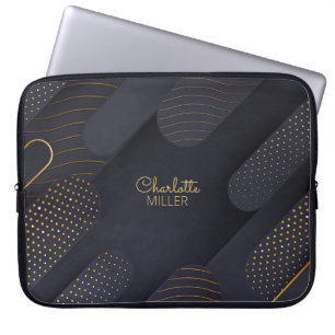 Modernes Navy-Gold-Halbtonmuster und Individuelle Laptopschutzhülle
