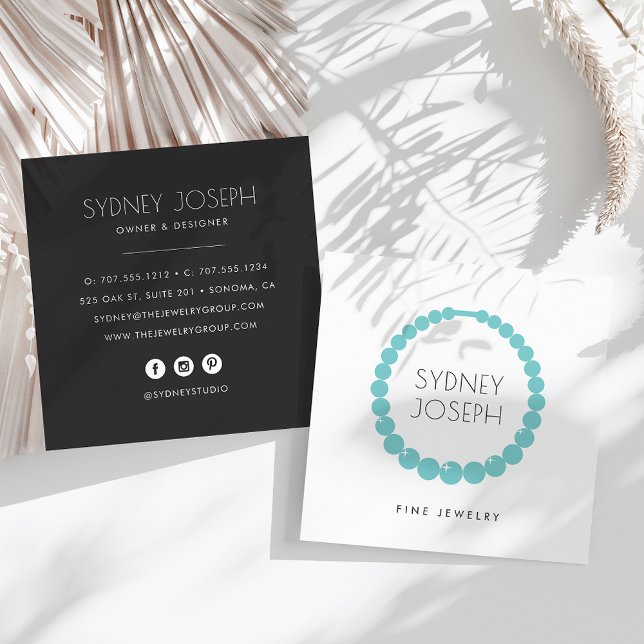 Modernes Necklass-Logo | Schmuckdesign Quadratische Visitenkarte (Von Creator hochgeladen)