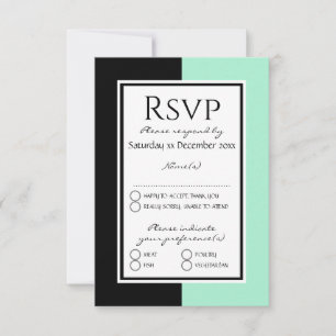 Modernes Neo Mint Schwarz Personalisiert WEDD RSVP Karte