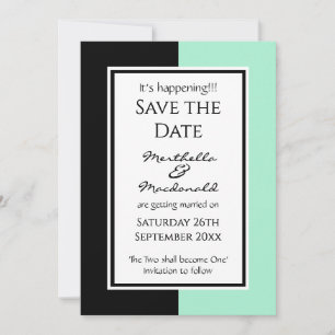 Modernes NEO MINT SCHWARZ Personalisiertes EREIGNI Save The Date