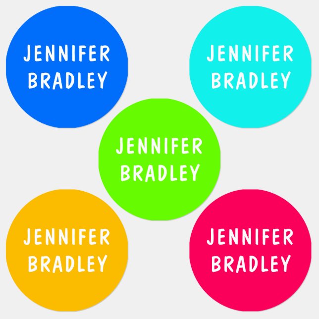 Modernes Neon Boy Girl - Personalisierter Name Etiketten (Gruppe)