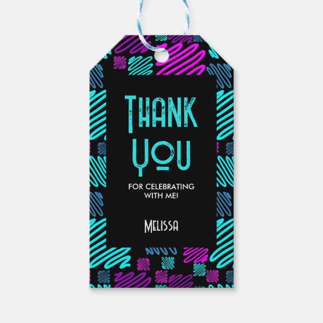 Modernes Neon Geometrisches Muster Vielen Dank Geschenkanhänger (Vorderseite)