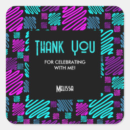 Modernes Neon Geometrisches Muster Vielen Dank Quadratischer Aufkleber