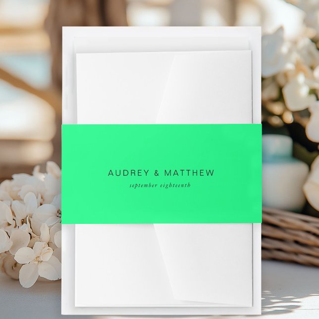 Modernes Neon-Grün Einladungsbanderole (Modern neon-green invitation belly band with your name and date.)