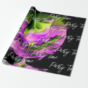 Modernes Neon Party Time Personalisiert Geschenkpapier
