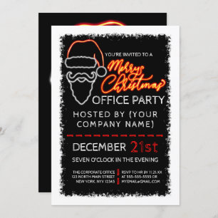 Modernes Neon Red Lighted Santa Corporate Weihnach Einladung