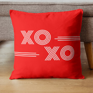Modernes Neon Red und White XOXO Valentine Kissen