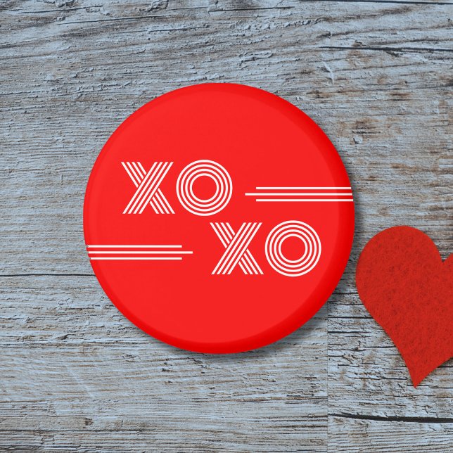 Modernes Neon Red und White XOXO Valentine Magnet (Von Creator hochgeladen)