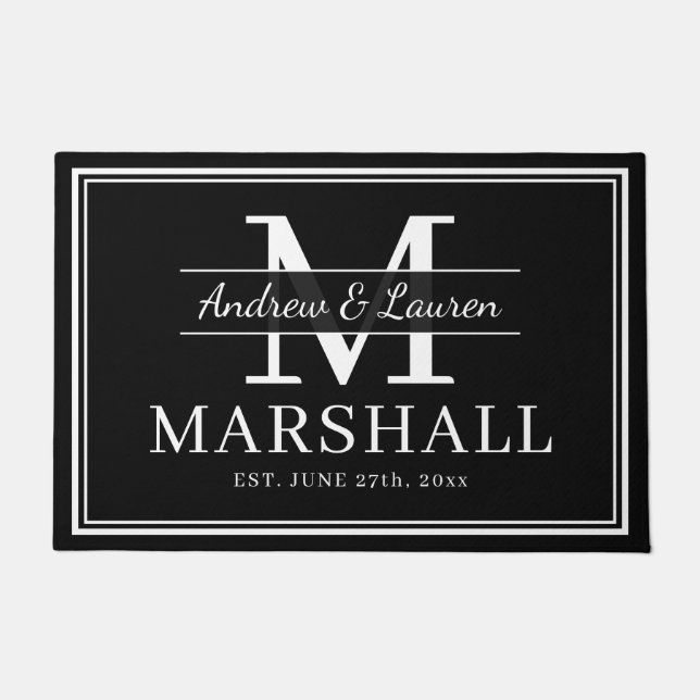 Modernes neu verheiratetes, Mit Monogramm Paar Fußmatte (Vorderseite)