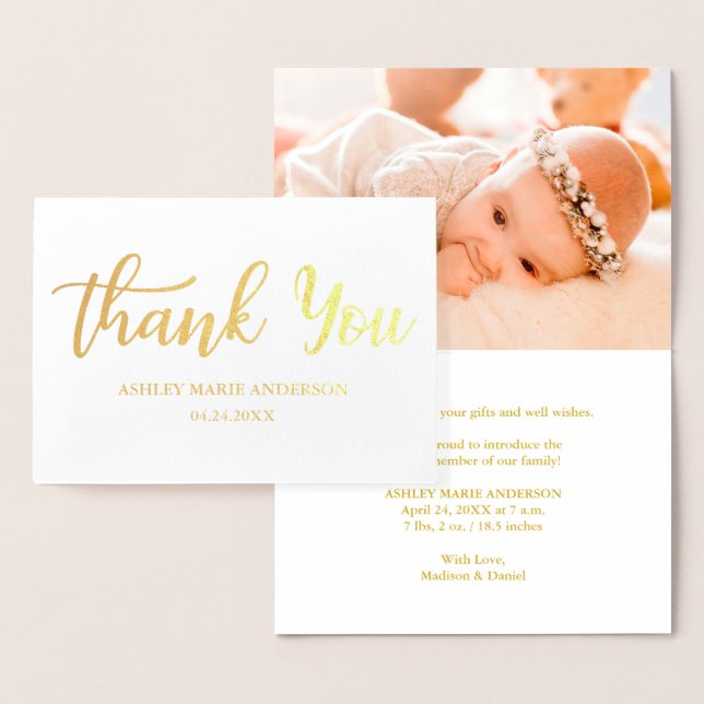 Modernes neues Baby Danke Gold Foil Card Folienkarte (Anzeige)