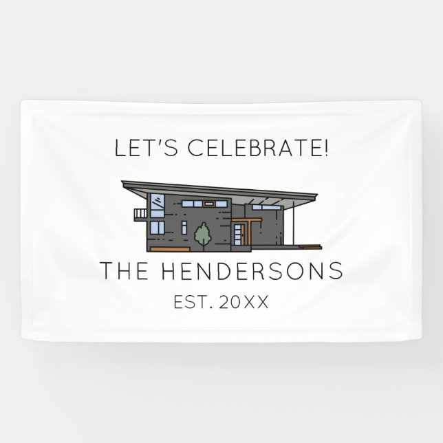 Modernes neues Zuhause Housewarming-Party Banner (Horizontal)